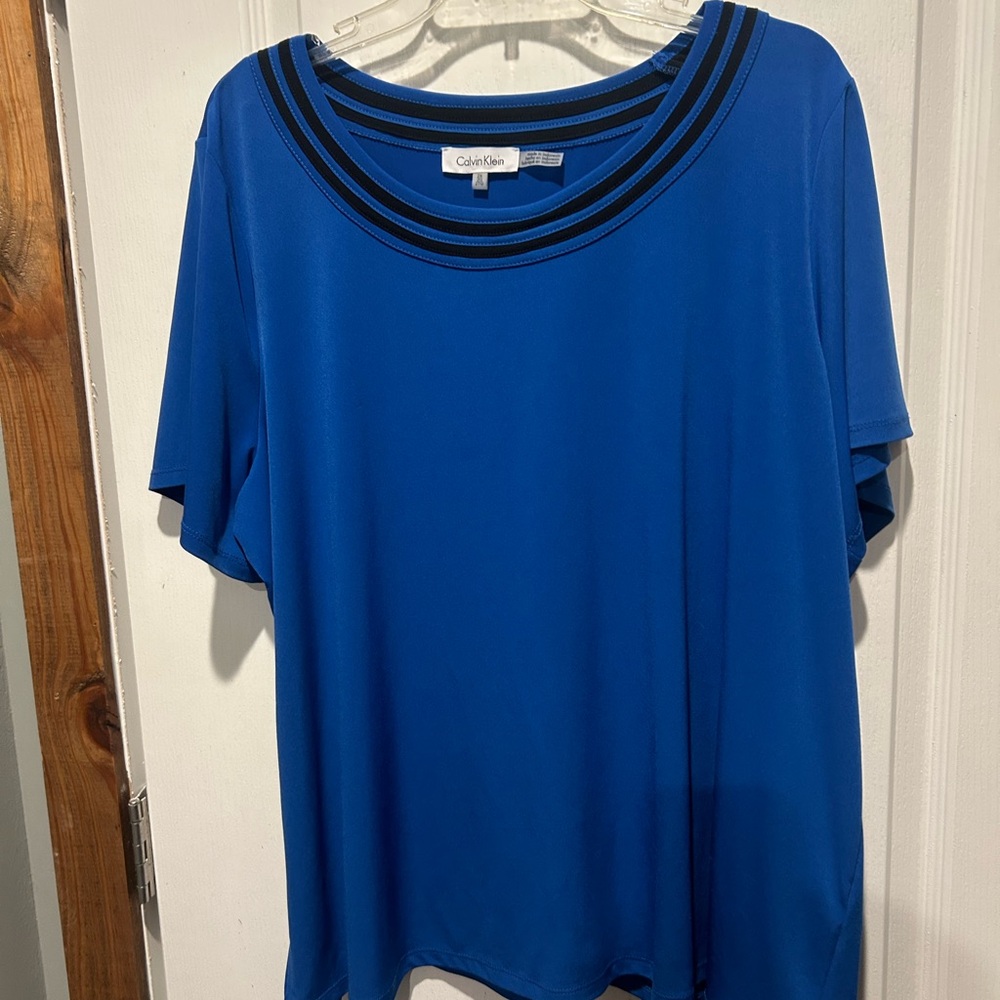 Calvin Klein Women's Royal Blue Short Sleeve Top Work Wear
